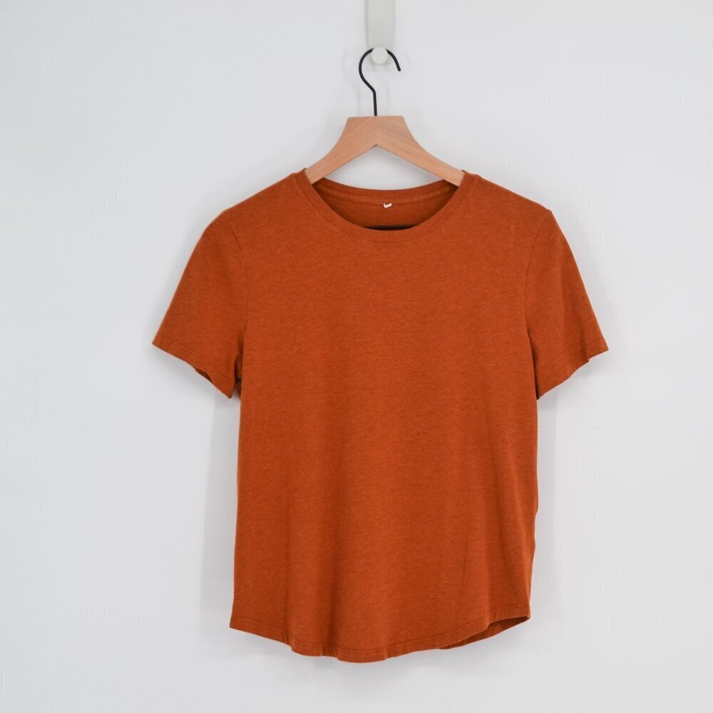 Lululemon Love Crew T-Shirt Heathered Brown Women's S Pima Cotton Short Sleeve